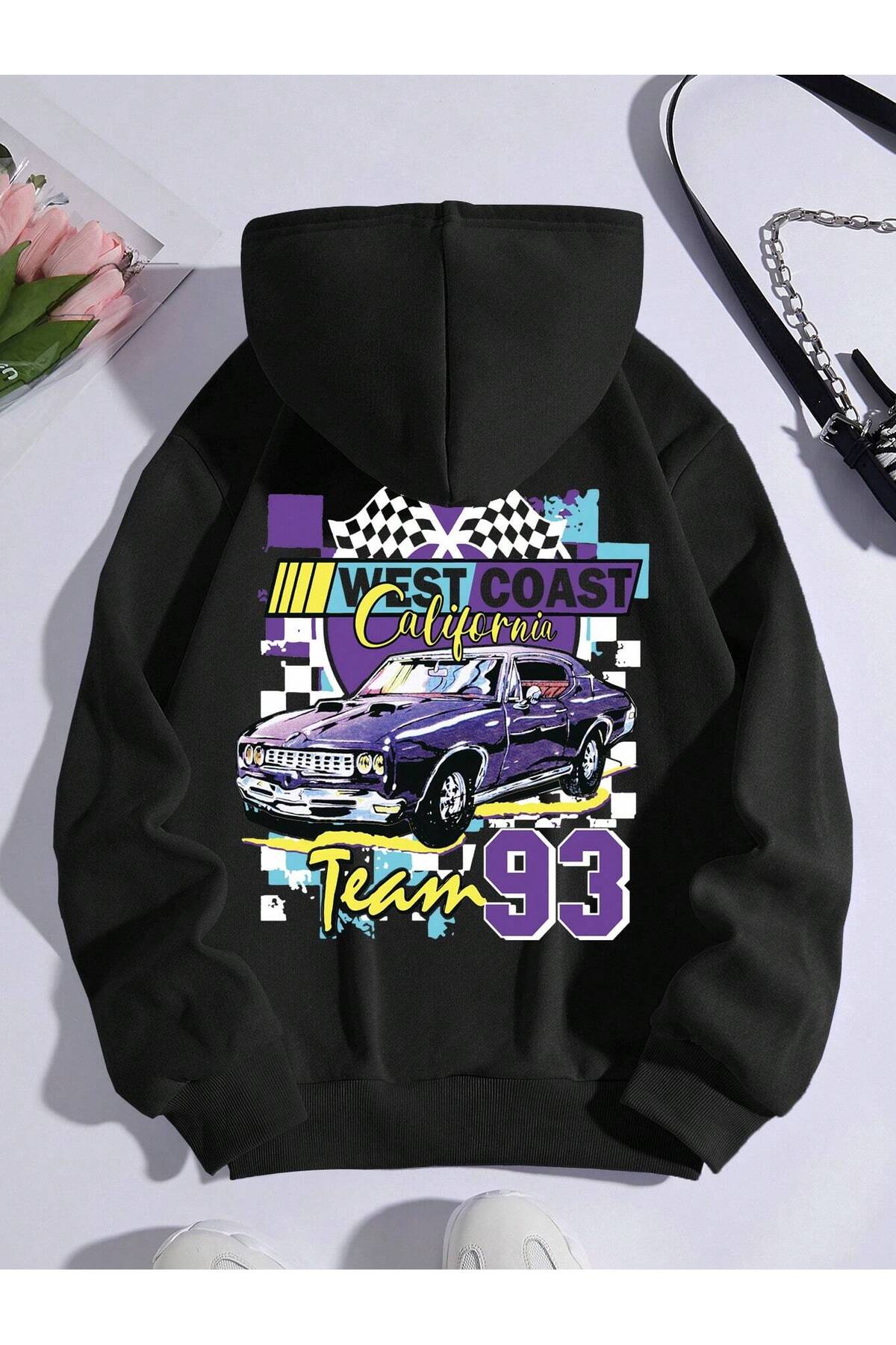 "West Coast California Takımı '93" Baskılı Unisex Kapüşonlu Hoodie