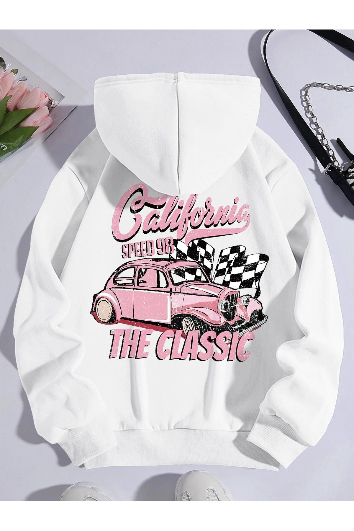 "California Speed 98 - The Classic" Baskılı Unisex Kapüşonlu Hoodie